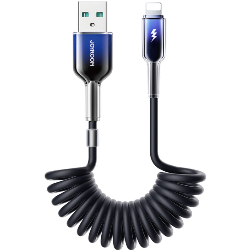 foto del prodotto cavo a spirale usb a iphone lightning crystal clear series 3a 1,5 m nero