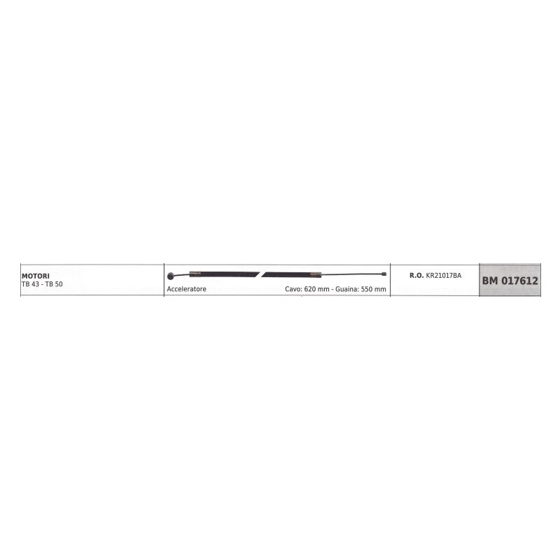 foto del prodotto cavo acceleratore mitsubishi decespugliatore tb43 tb50 cavo 620 mm guaina 550 mm