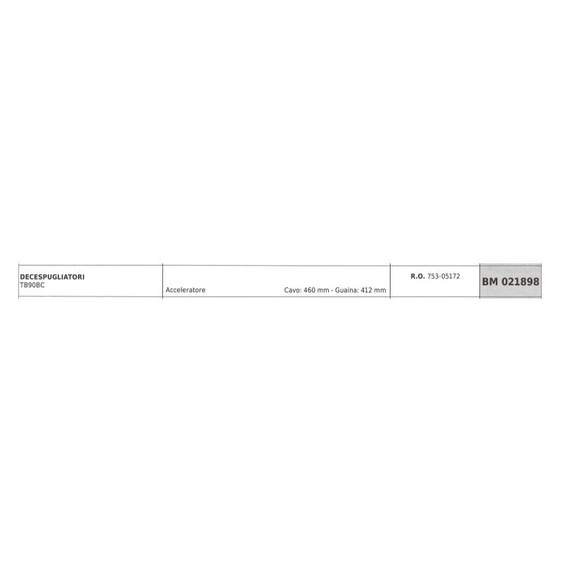 foto del prodotto cavo acceleratore mtd decespugliatore tb90bc cavo 460 mm guaina 412 mm