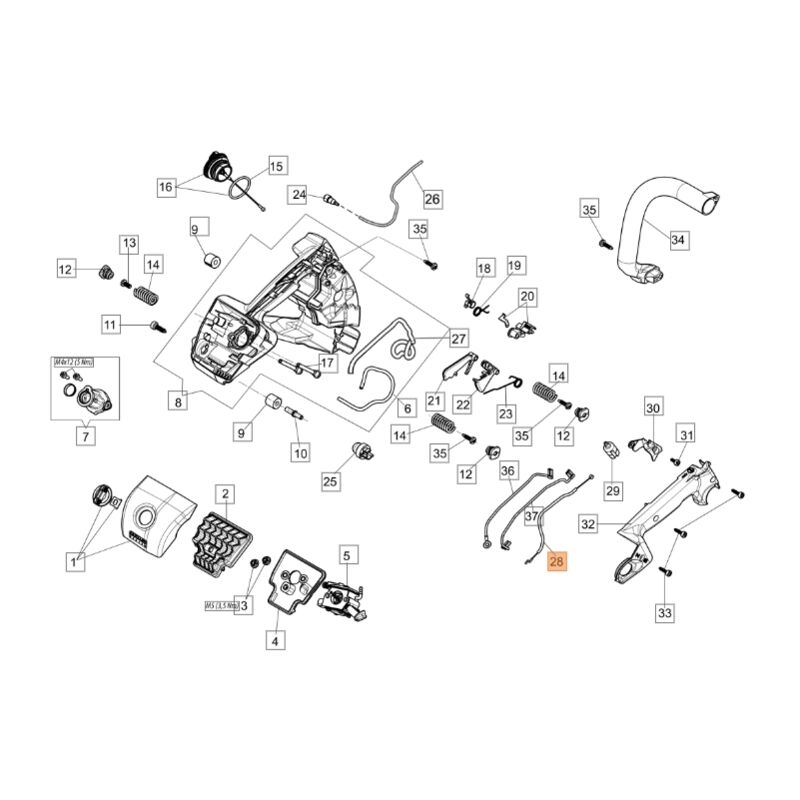 foto del prodotto cavo acceleratore originale oleomac per motosega gst 360 50270082ar