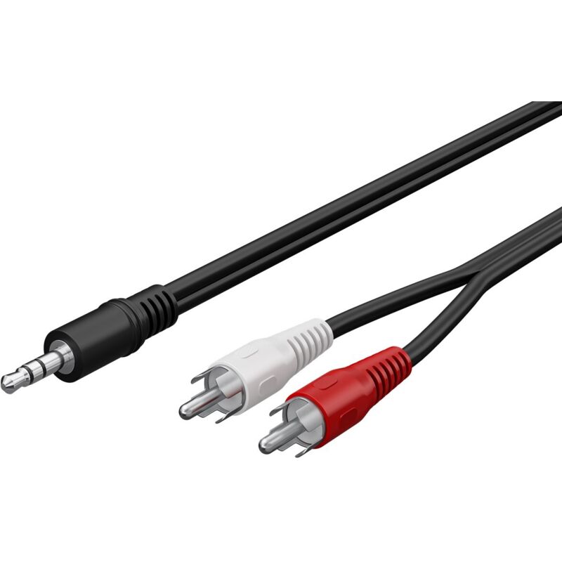 foto del prodotto cavo adattatore audio aux, da jack 3,5 mm a spina rca stereo, spina 3,5 mm 3 pin, stereo 2 spina rca audio sinistro destro . lunghezza del cavo 5 m