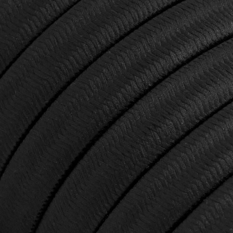 foto del prodotto cavo al metro creative cables in tessuto per catenaria effetto seta colore nero xz15cm04