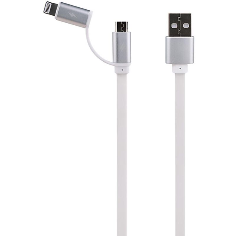 foto del prodotto cavo alimentazione 1 m micro usb con adattatore iphone 5 6 bianco electraline 500332