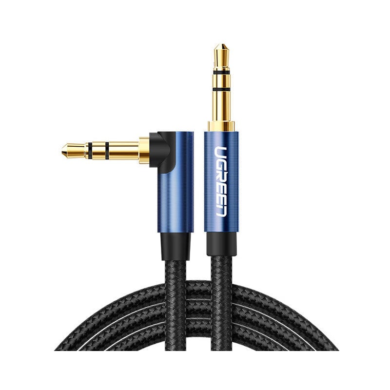 foto del prodotto cavo angolato aux ugreen 2 x mini jack 35 mm 15 m blu av112
