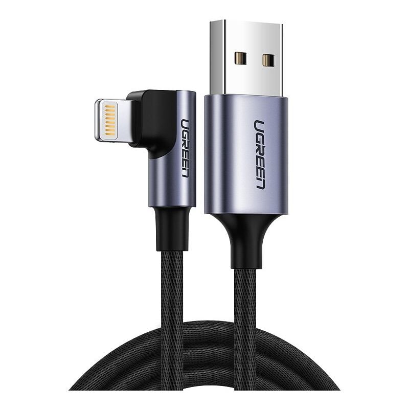 foto del prodotto cavo angolato per iphone usb lightning mfi 2.4a 1m nero