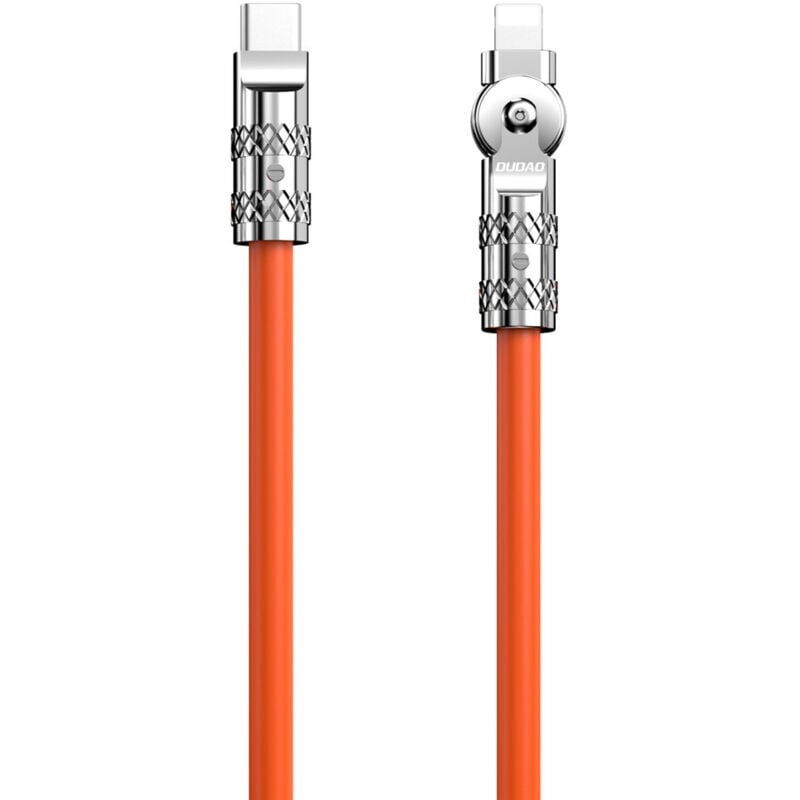 foto del prodotto cavo angolato resistente per iphone usb c lightning 30w 1m 180 rotazione arancione