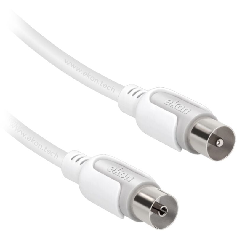 foto del prodotto cavo antenna con connettori maschio femmina e adattatore maschio maschio 1,8 metri bianco