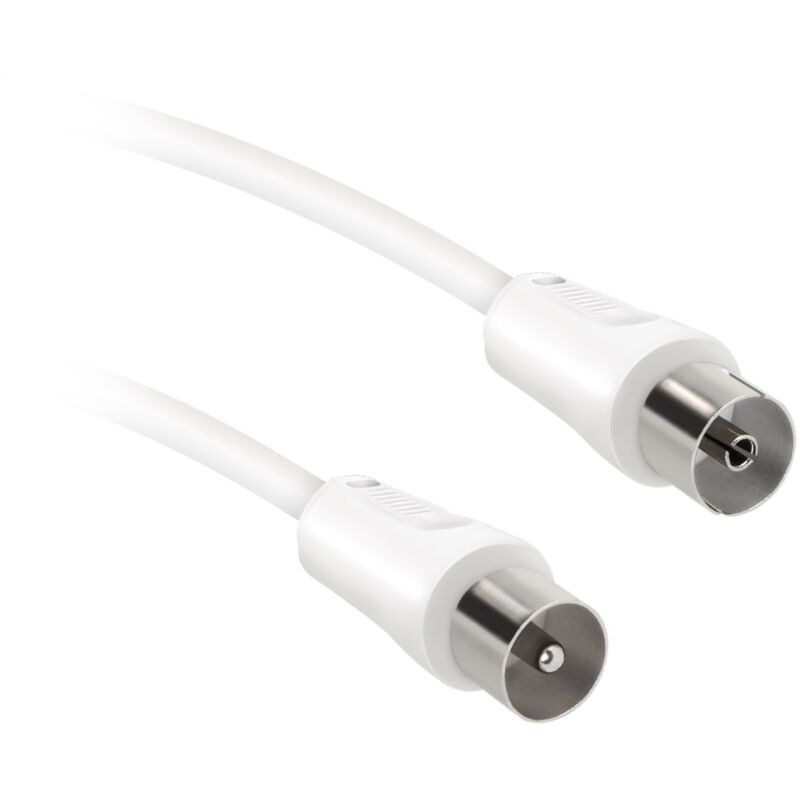 foto del prodotto cavo antenna con connettori maschio femmina e adattatore maschio maschio, colore bianco, lungo 3 m