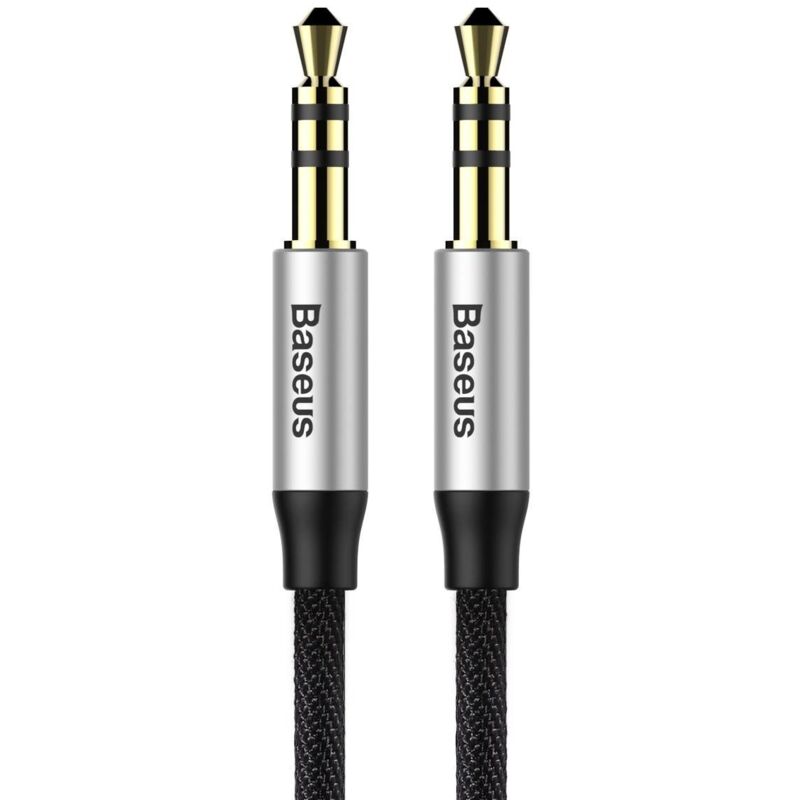 foto del prodotto cavo audio stereo aux baseus yiven m30 mini jack maschio da 3,5 mm, 1,5 m, argento nero cam30 cs1 