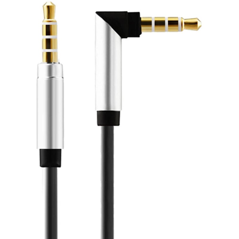 foto del prodotto cavo aux 3.5 mm maschio 1 metro cable audio stereo mp3 angolo retto vari colori trade shop traesio