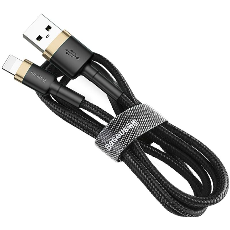 foto del prodotto cavo baseus cafule usb a lightning 1,5a qc 3.0 2 m nero e oro