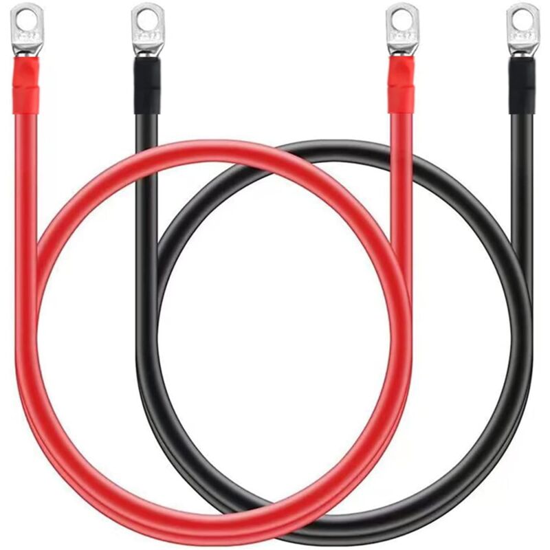 foto del prodotto cavo batteria, cavi inverter batteria da 50 cm, cavo batteria auto 16 mm 5 awg 12 v con terminali ad anello filo di rame per camion, auto, moto,