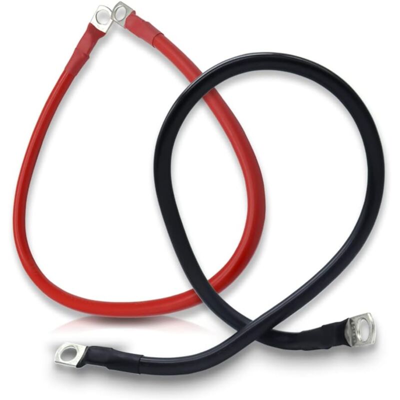 foto del prodotto cavo batteria inverter 2 pezzi con terminale ad anello filo di rame, cavo batteria 12 v, 16 mm 5 awg 50 cm, per motociclette, auto, barche, solare