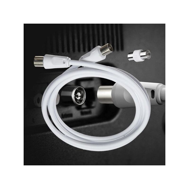 foto del prodotto cavo coassiale antenna tv con connettore dritto maschio maschio adattatore femmina femmina incluso 1.5m supporta hd uhd 4k hdtv