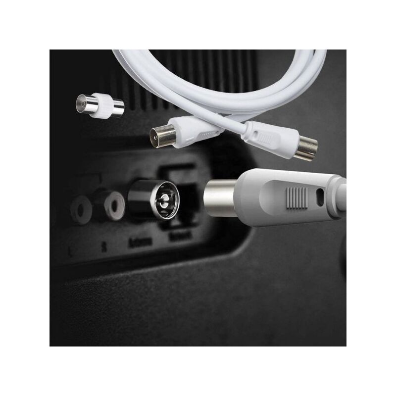 foto del prodotto cavo coassiale antenna tv con connettore dritto maschio maschio adattatore femmina femmina incluso 3m supporta hd uhd 4k hdtv