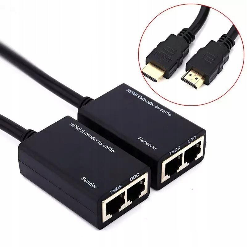 foto del prodotto cavo convertitore da hdmi a lan utilizzando twisted pair rj45 30m