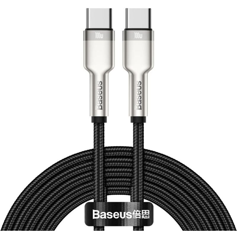 foto del prodotto cavo dati in metallo baseus cafule series usb c usb c pd qc scp 100w 5a da 2 m nero