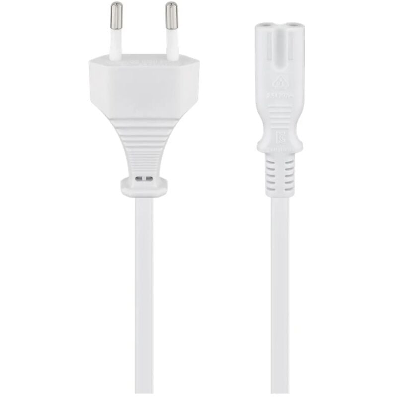 foto del prodotto cavo di alimentazione euro plug 2 solchi kema c7 videoregistratore bianco 5 mt