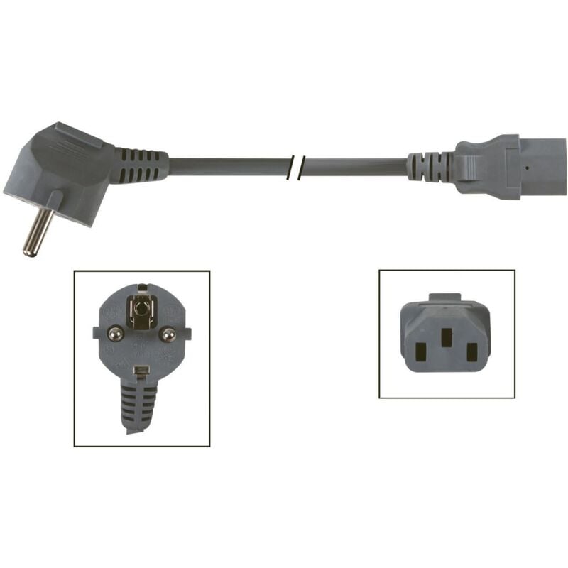 foto del prodotto cavo di alimentazione grigio cee 7 7 90 c13 l 3,0 m, 3g1,0 mm 