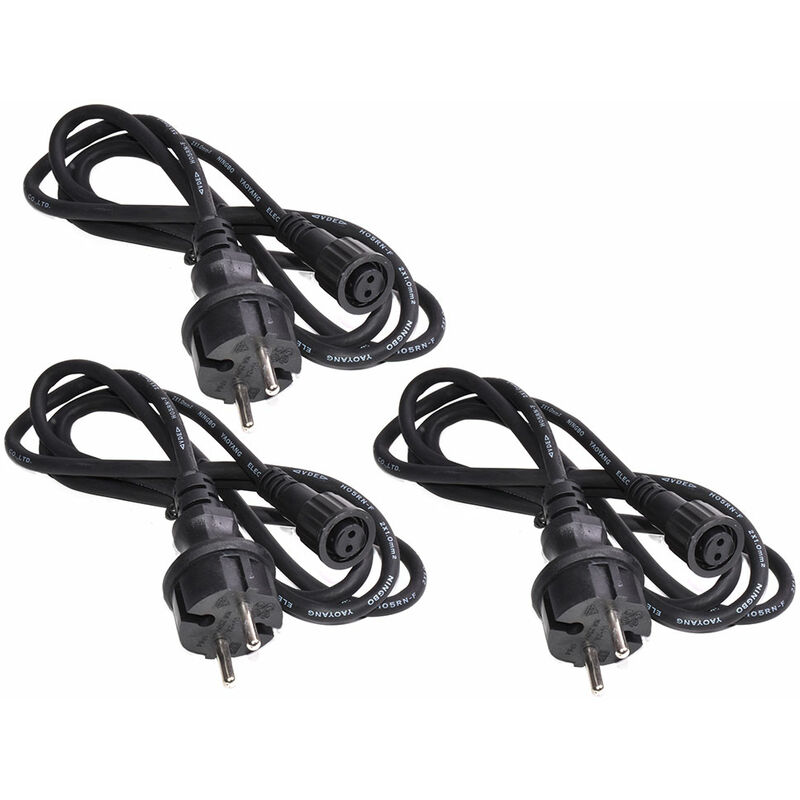 foto del prodotto cavo di alimentazione per cavo di ricambio per catene luminose cavo di ricambio per catene luminose da 1,5 metri per esterno, nero, ip44, 150 cm, set di 3