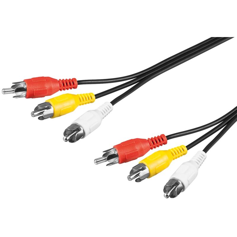 foto del prodotto cavo di collegamento audio video composito, 3x rca, 3 spina rca 3 spina rca. lunghezza del cavo 2 m