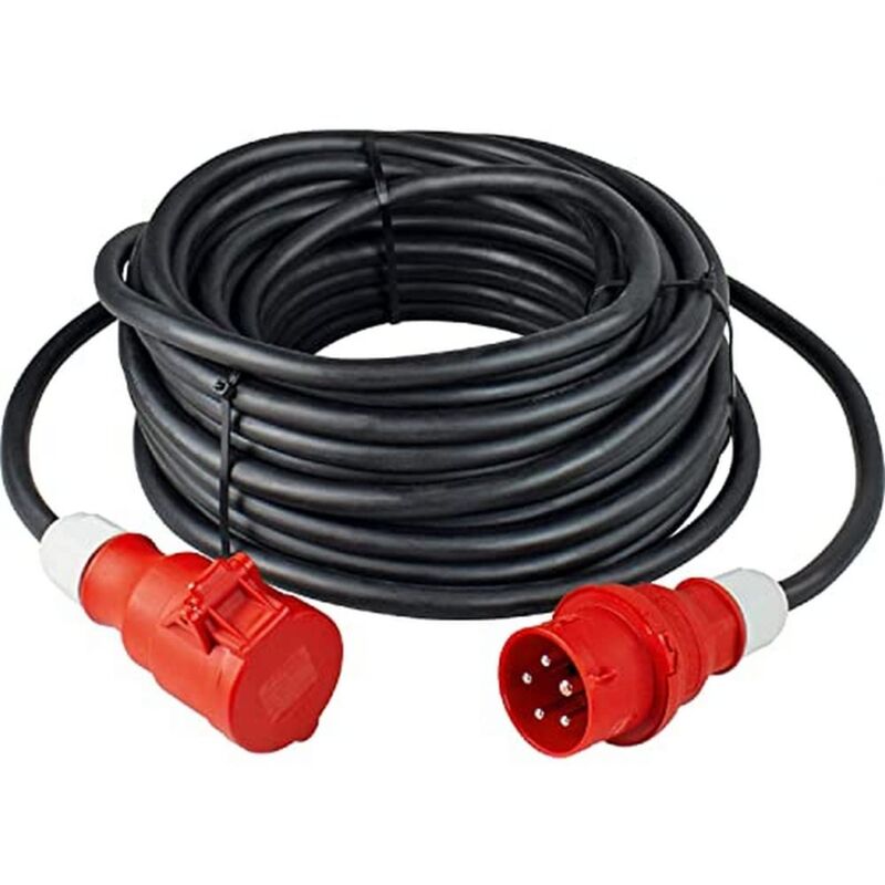 foto del prodotto cavo di prolunga 50 m 400 v, 16 a cavo di prolunga ideale per cantiere giardino 5 poli, prolunga robusta per uso esterno ip44 made in
