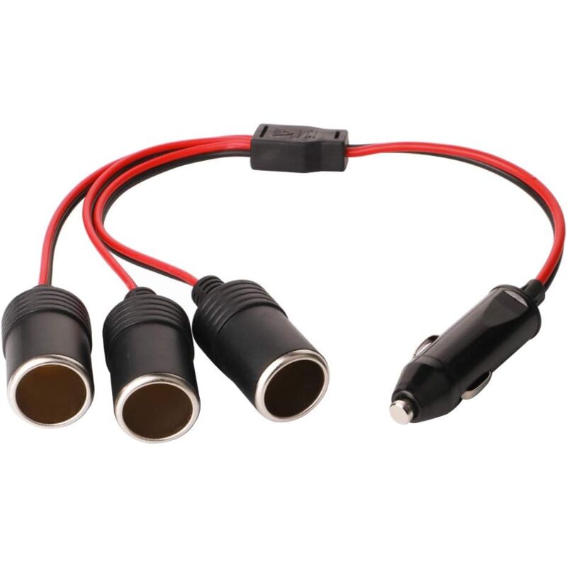 foto del prodotto cavo di prolunga per accendisigari da 1 a 3, connettore per accendisigari da auto maschio femmina, adattatore splitter cc 12v 24v, splitter da 1 a 3