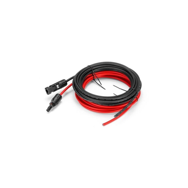 foto del prodotto cavo di prolunga per pannello solare awg 12 da 5 metri con kit adattatore mc4 femmina e maschio 5 m rosso 5 m nero 