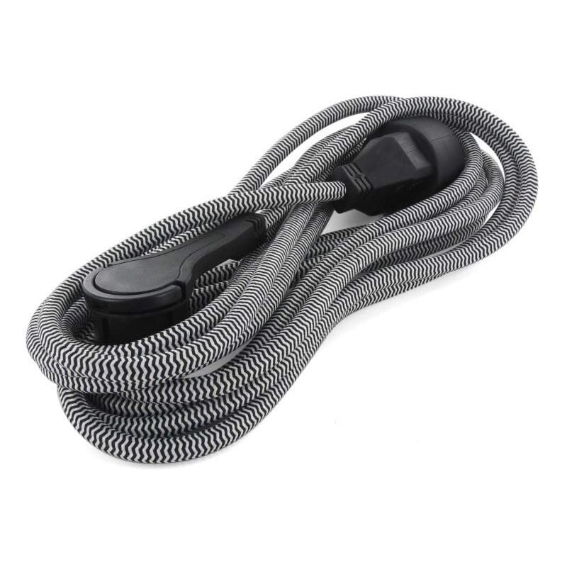 foto del prodotto cavo di prolunga tessile nero bianco con spina piatta nera 3m sch 