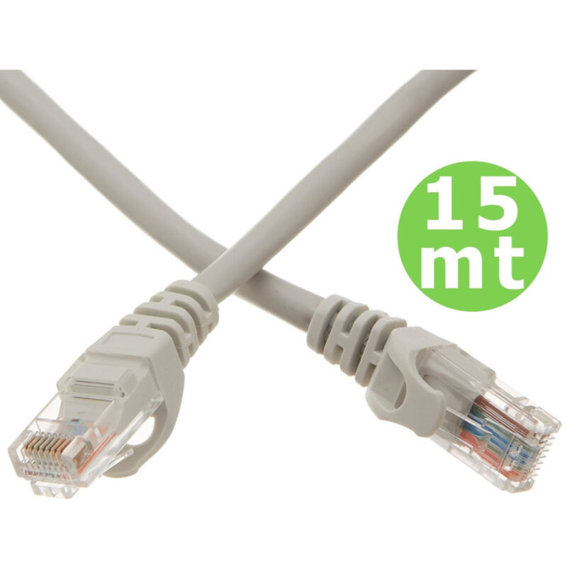 foto del prodotto cavo di rete lan ethernet rj45 15 metri categoria 5 prolunga 15mt utp trade shop traesio