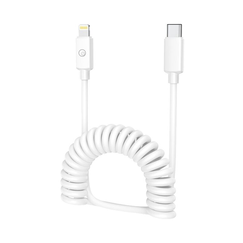 foto del prodotto cavo di ricarica a molla usb c lightning lostech 120 cm