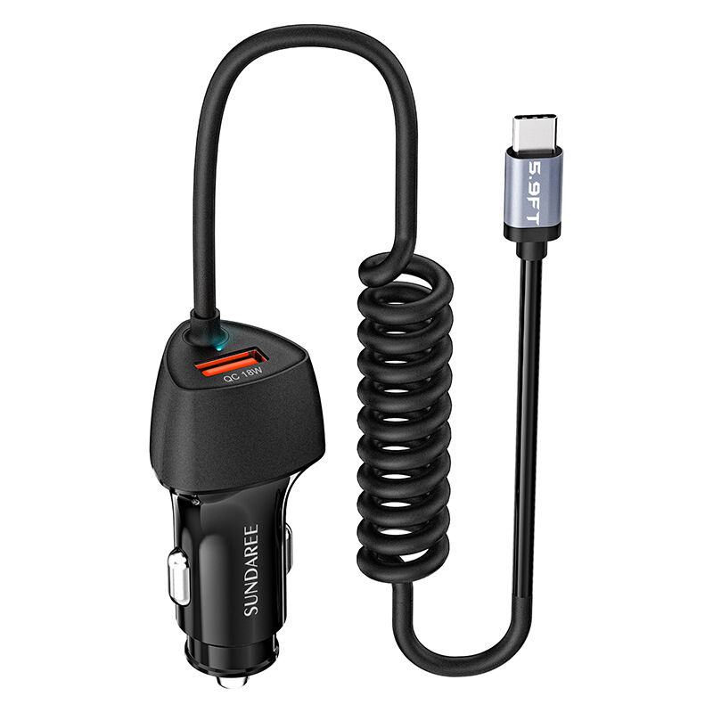 foto del prodotto cavo di ricarica per auto usb c, 51 w 12 v pd qc pps tipo c cavo accendisigari a spirale per auto ricarica rapida per xiaomi redmi note 10s