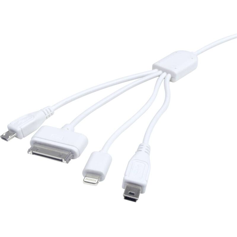 immagine 0 del prodotto cavo di ricarica usb con 4 connettori 4 in 1, apple dock, lightning, usb mini b, usb micro b, eufab portata massima cor