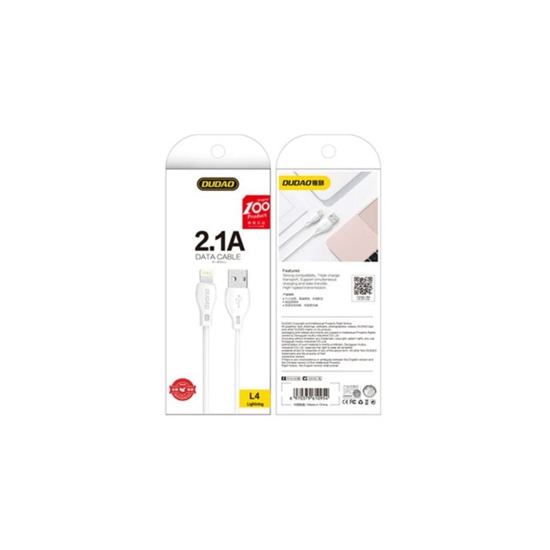 foto del prodotto cavo dudao usb lightning 2.1a 2m bianco l4l 2m bianco 