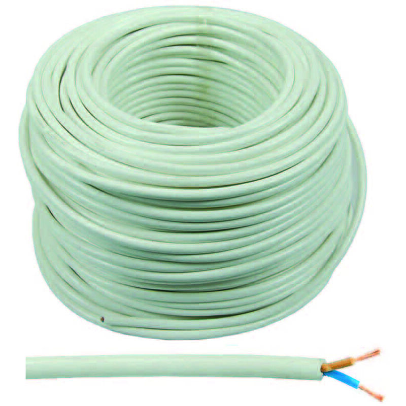 foto del prodotto cavo elettrico bipolare similgomma bianco h05vv f 2x mmq.1 colore bianco