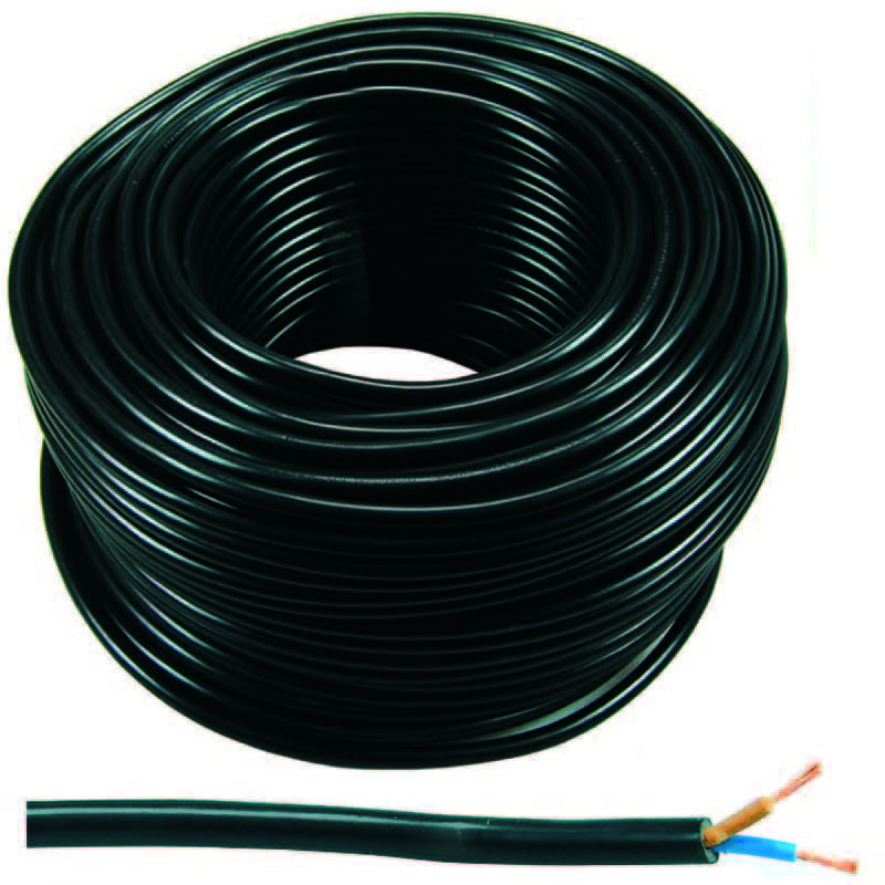 foto del prodotto cavo elettrico bipolare similgomma nero h05vv f 2x mmq.1 colore nero