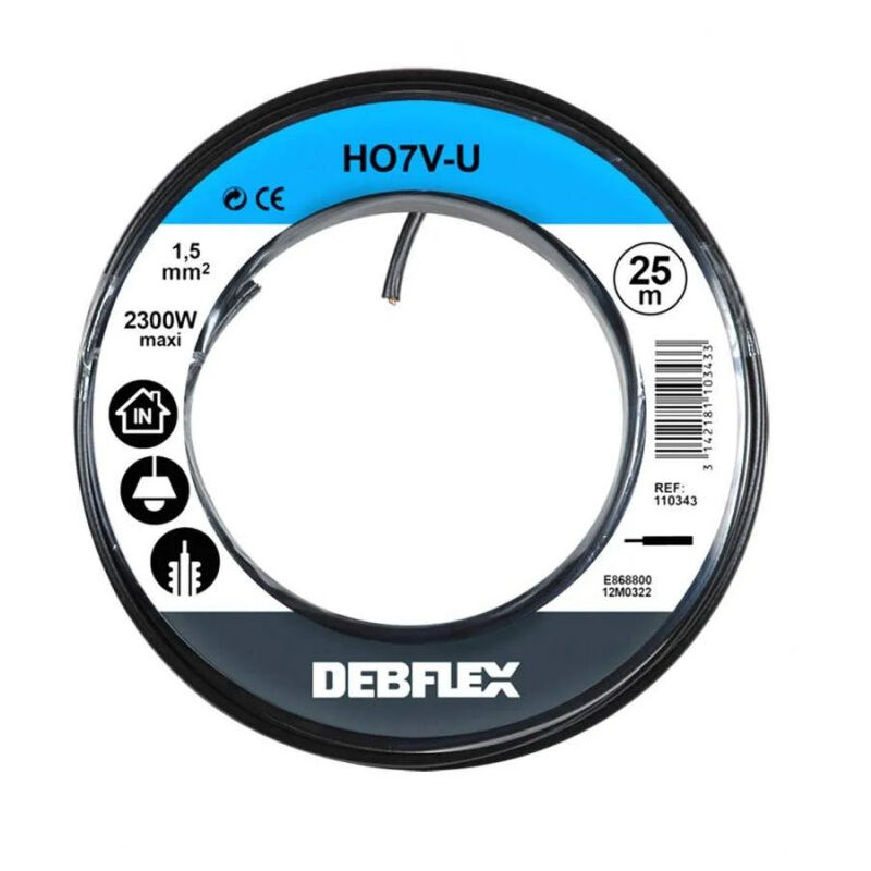 foto del prodotto cavo elettrico con nucleo rigido h07 v u 1,5mm2 nero 25m