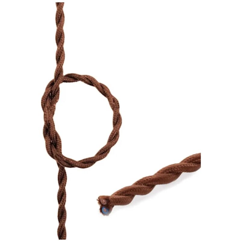 foto del prodotto cavo elettrico filo treccia tessuto 2x0,75mm trecciato lampadario marrone 1 mt