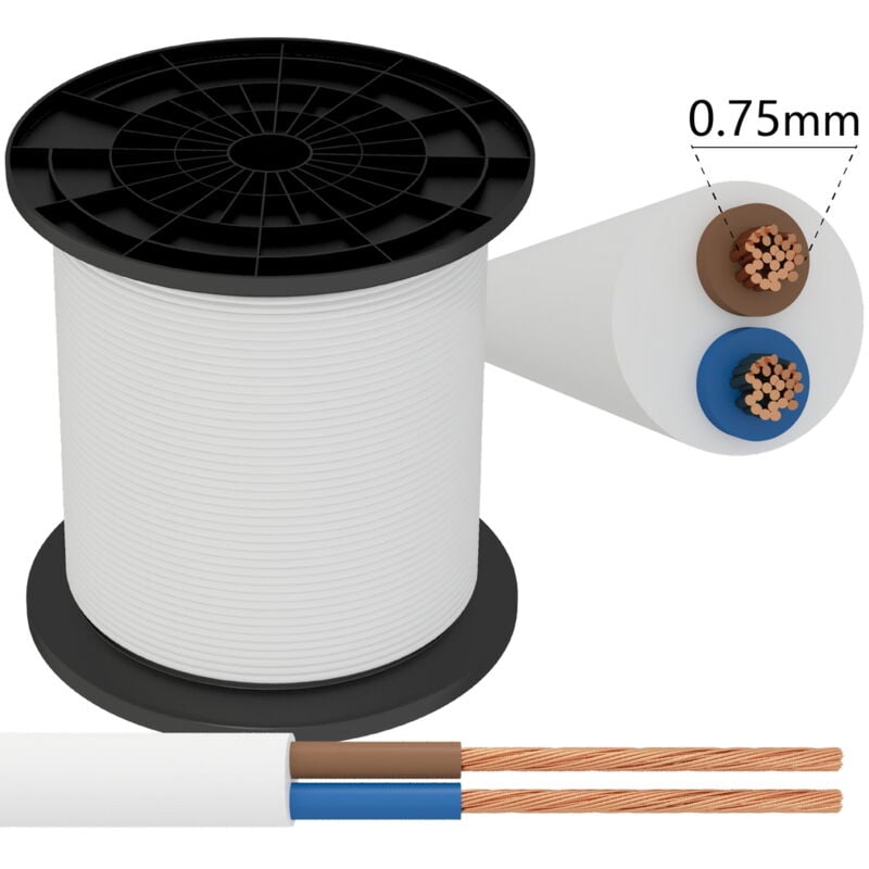 foto del prodotto cavo elettrico h05vv f 2 x 0,75 mm2 matassa 150mt guaina bianca aigostar