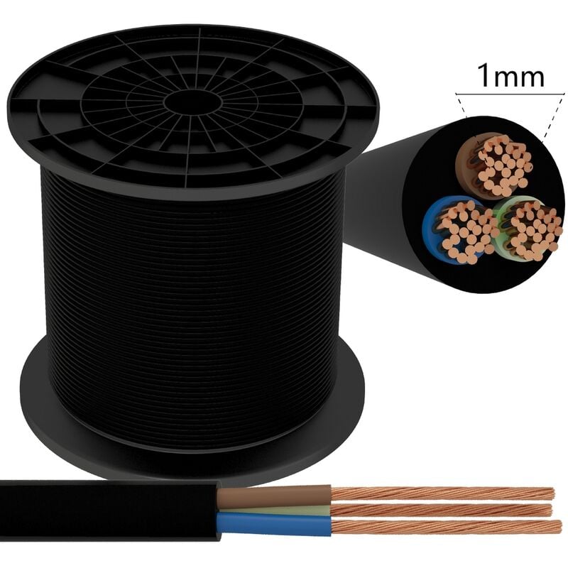 foto del prodotto cavo elettrico h05vv f 3 x 1,0 mm2 matassa 120mt guaina nera aigostar