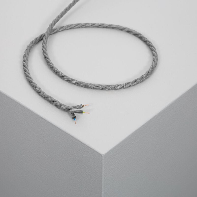 foto del prodotto cavo elettrico in tessuto intrecciato grigio 2 m
