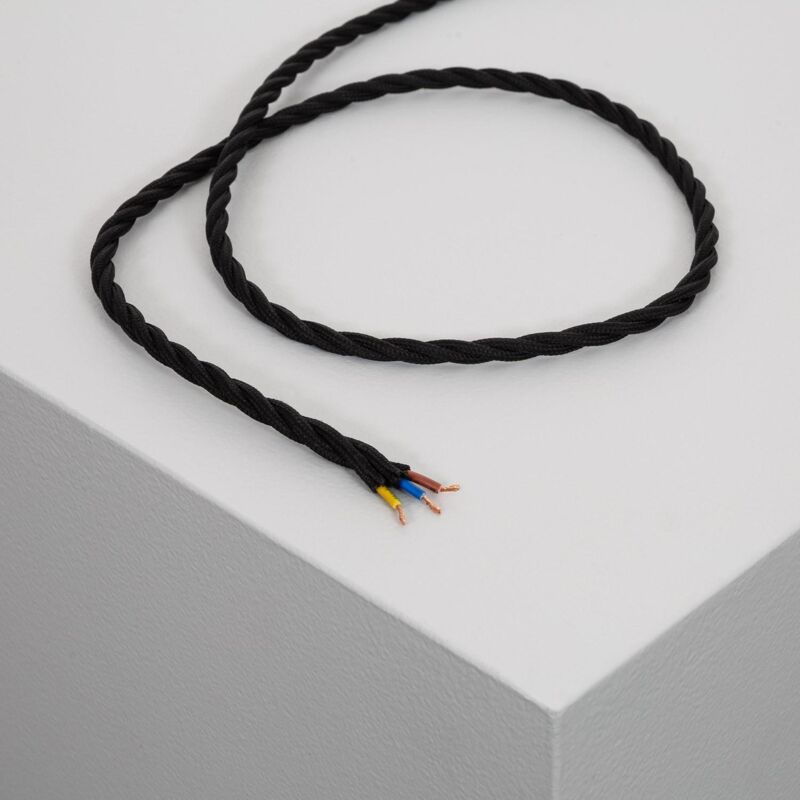 foto del prodotto cavo elettrico in tessuto intrecciato nero 1 m