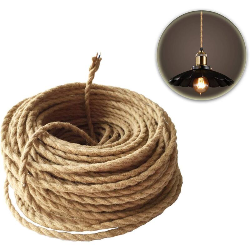 foto del prodotto cavo elettrico in tessuto retr , intrecciato, in corda di canapa, 2 anime 2x0,75 mm per accessori per lampade a sospensione, 10 m