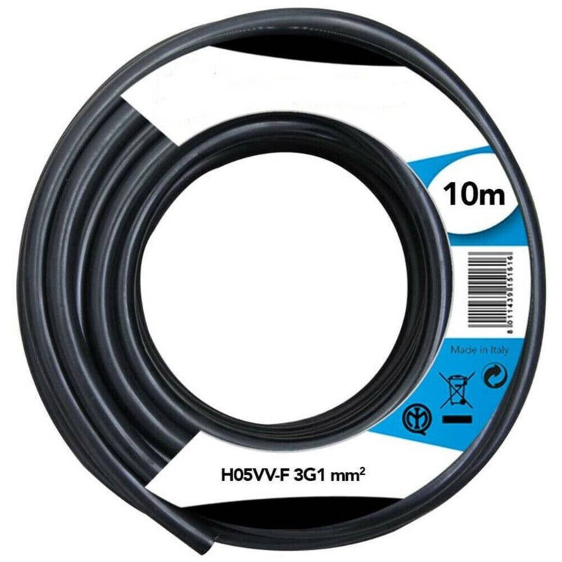 foto del prodotto cavo elettrico prolunga 10mt 3g1 mm h05vv f matassa filo elettrico nero trade shop traesio
