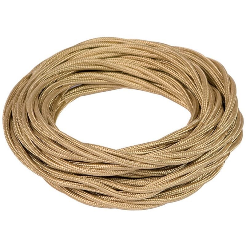 foto del prodotto cavo elettrico tessile colore oro treccia seta 10mt 3g0,75 filo rivestito in tessuto vintage stile retrò per lampadari applique 93846-10 - fanton