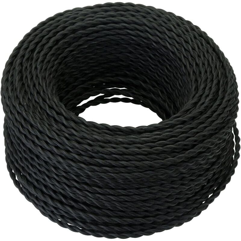 foto del prodotto cavo elettrico tessile da 10 m, cavo retr in corda di canapa intrecciata, 2x0,75 mm , 2 fili intrecciati per lampada a sospensione fai da te nero