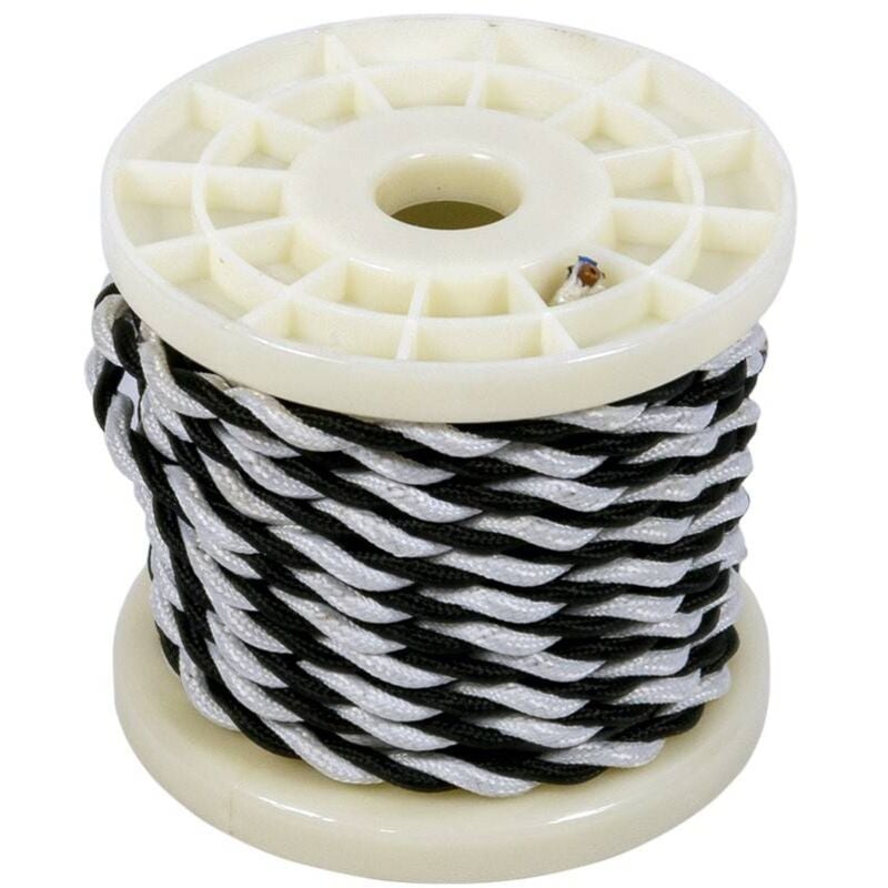 foto del prodotto cavo elettrico tessile decorativo intrecciato 2x0,75 bianco e
