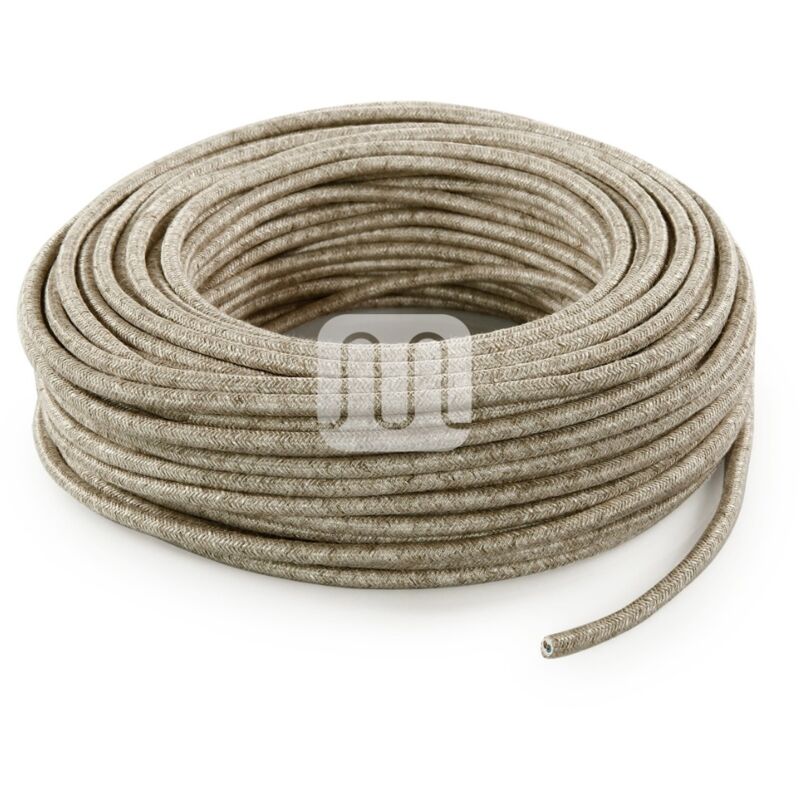 foto del prodotto cavo elettrico tessile tondo canvas beige 3mt