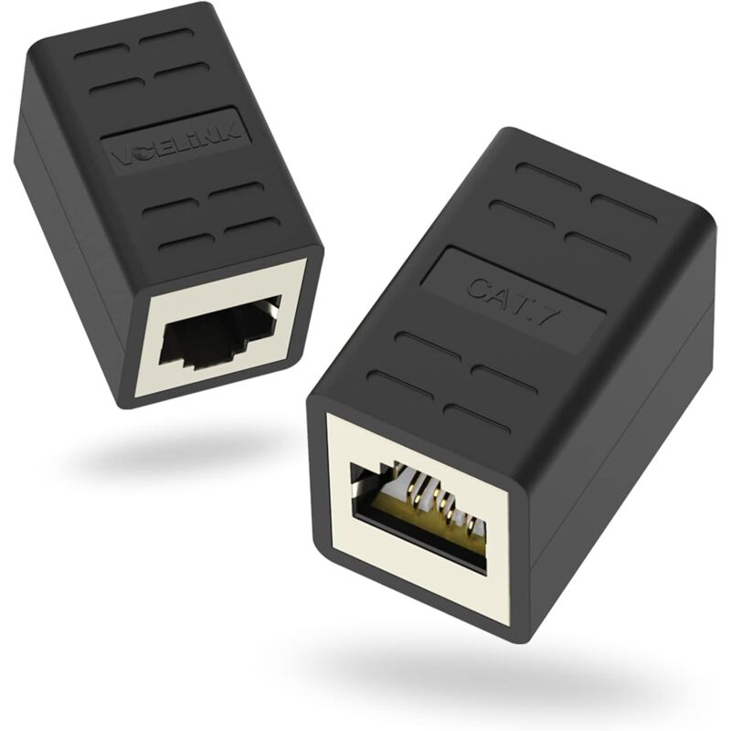 foto del prodotto cavo ethernet di prolunga accoppiatore rj45 schermato cat7 cat6a cat6 cat5e da femmina a femmina 2 pezzi