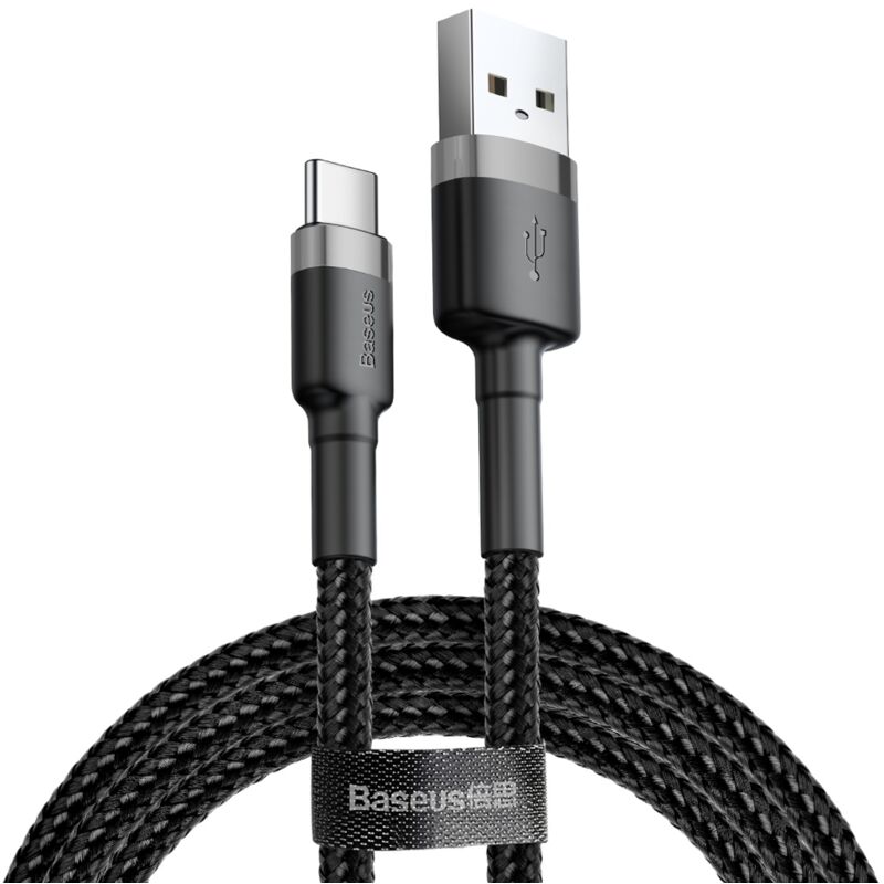 foto del prodotto cavo flessibile e durevole usb c qc3.0 3a 1m nero e grigio